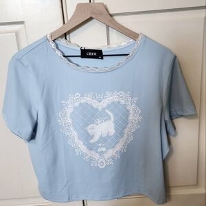 Cider Baby Blue Kiten Graphic Tee- 1X- NWT